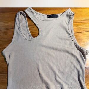 SHEIN Beige Ribbed Tank Top